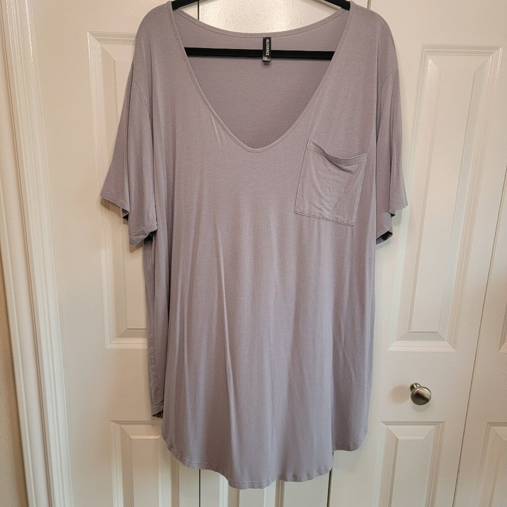 Deep V Neck Pocket Tee Tunic